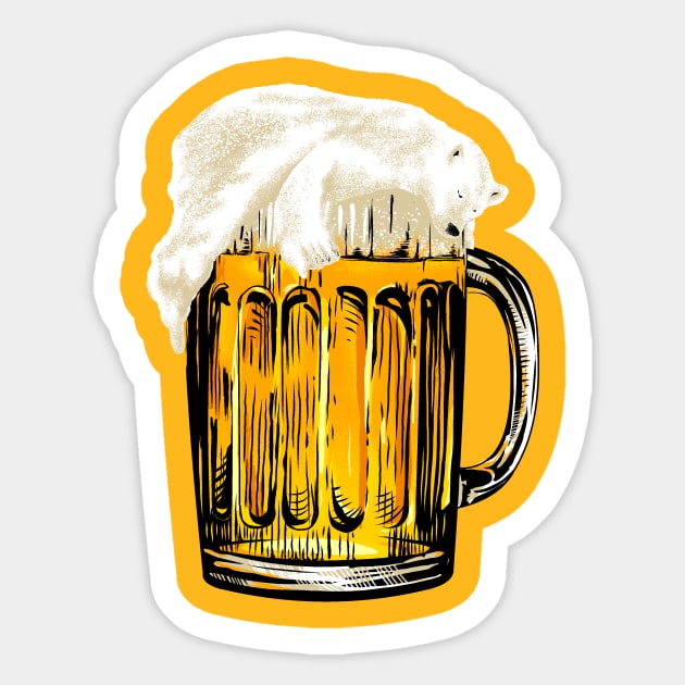 Bear on Beer Sticker by kookylove